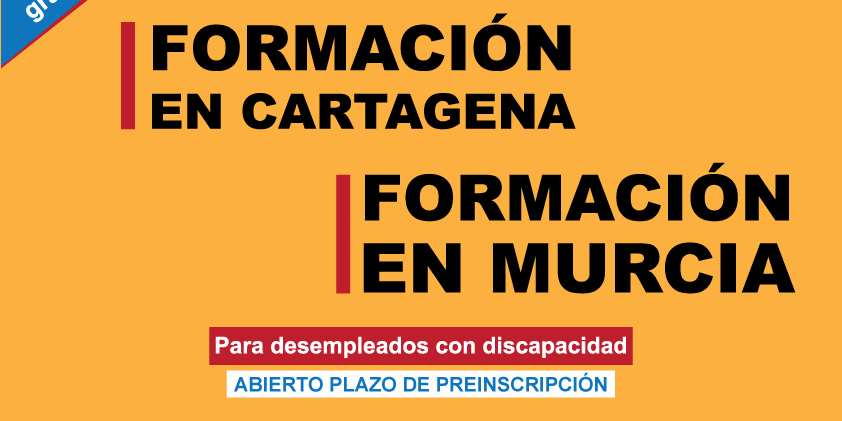 Portada con fondo naranja para anunciar cursos de formación en FAMDIF Cartagena y Murcia