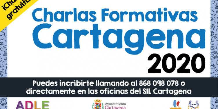Portada charlas Cartagena 2020 Portada con el título "Charlas formativas Cartagena 2020" para anunciar el contenido.