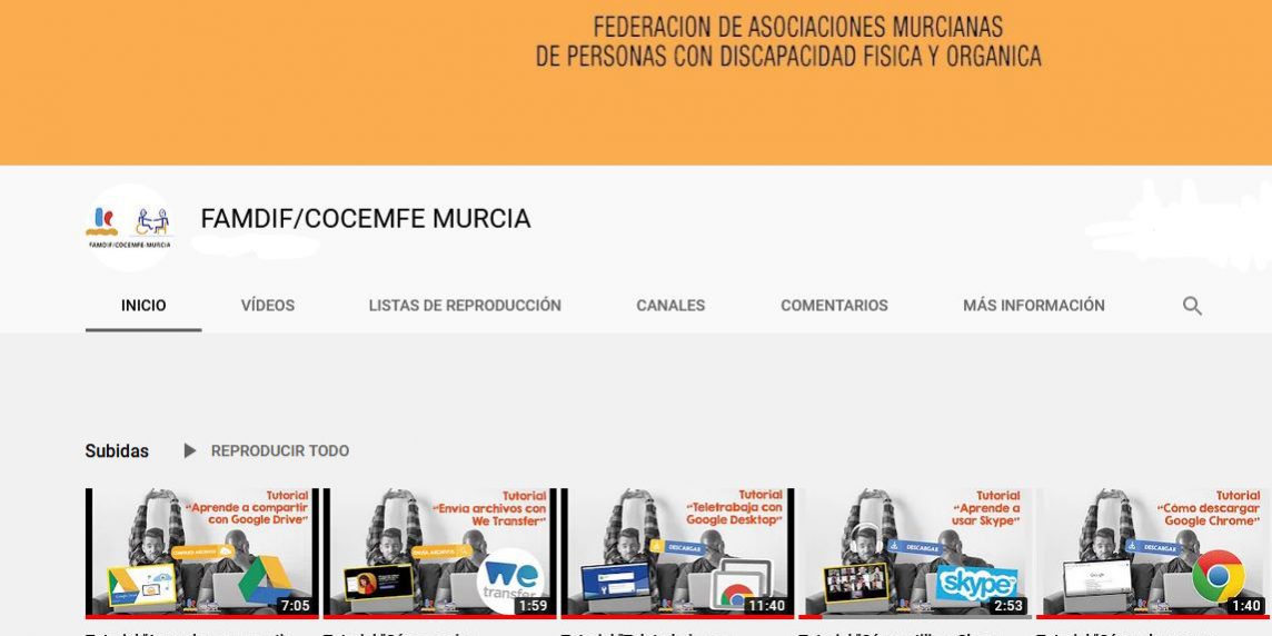 Pantallado de la página de Youtube de Famdif Pantallado de la página de Youtube de Famdif