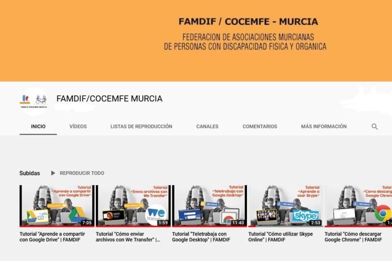 Pantallado de la página de Youtube de Famdif Pantallado de la página de Youtube de Famdif