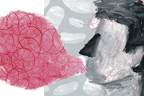 Comunicación inclusiva Dibujo de una persona con una viñeta bocadillo de hablar