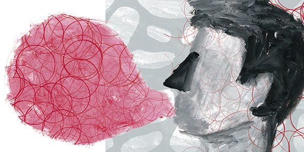 Dibujo de una persona con una viñeta bocadillo de hablar