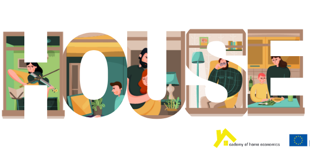 portada-home-economics Poratda diseñada para la cabecera de Facebook con el título de HOME y los logos del proyecto europeo