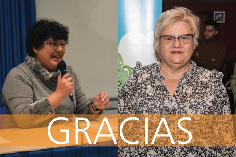 Portada Premios discapacidad 2020-01 Foto de Ana Martínez a la izquierda y Carmen Gil a la derecha con el rótulo de "Gracias" en la parte de abajo.