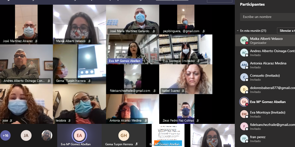 Captura de pantalla de una de las charlas a través de Teams.