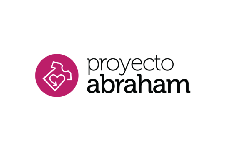 PROYECTO ABRAHAM Logo blanco, negro y rosa de proyecto abraham