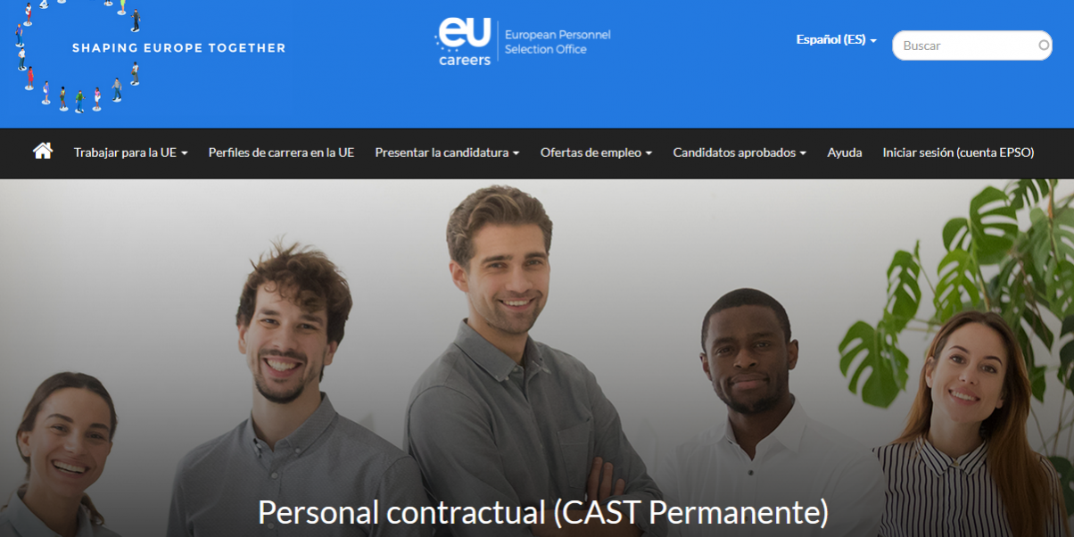 Captura de pantalla de la página de la Unión Europea