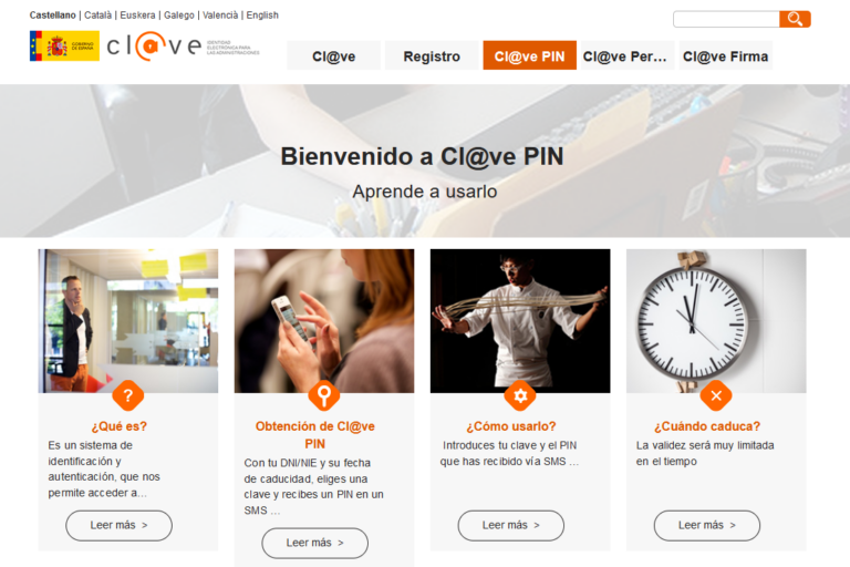 Cl@ve PIN Página Cl@ve PIN