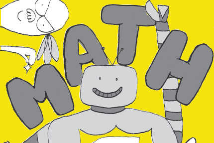 Portada Comic M4A Portada Comic M4A con fondo amarillo y un robot bajo el testo de Math.