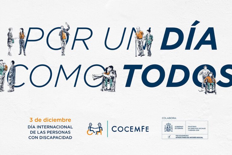 COCEMFE Cartel 3D Cartel con el lema "Por un día como todos"