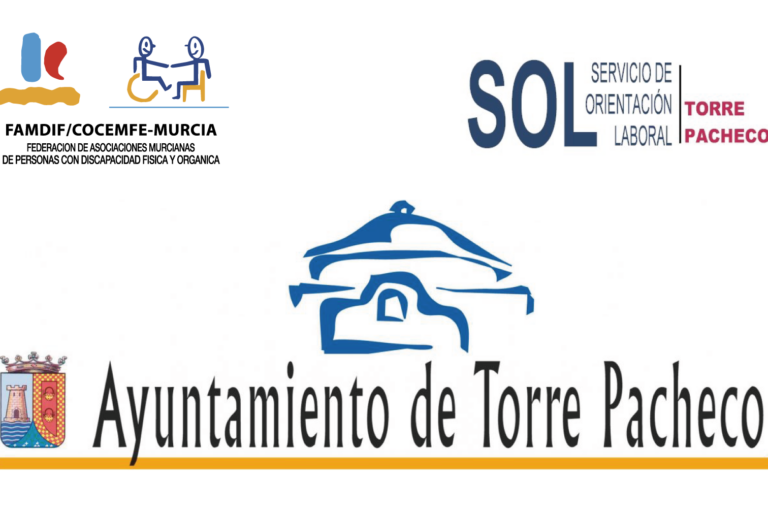 Portada convenio Torre Pacheco Logo Ayuntamiento de Torre Pacheco, logo SOL y logo FAMDIF